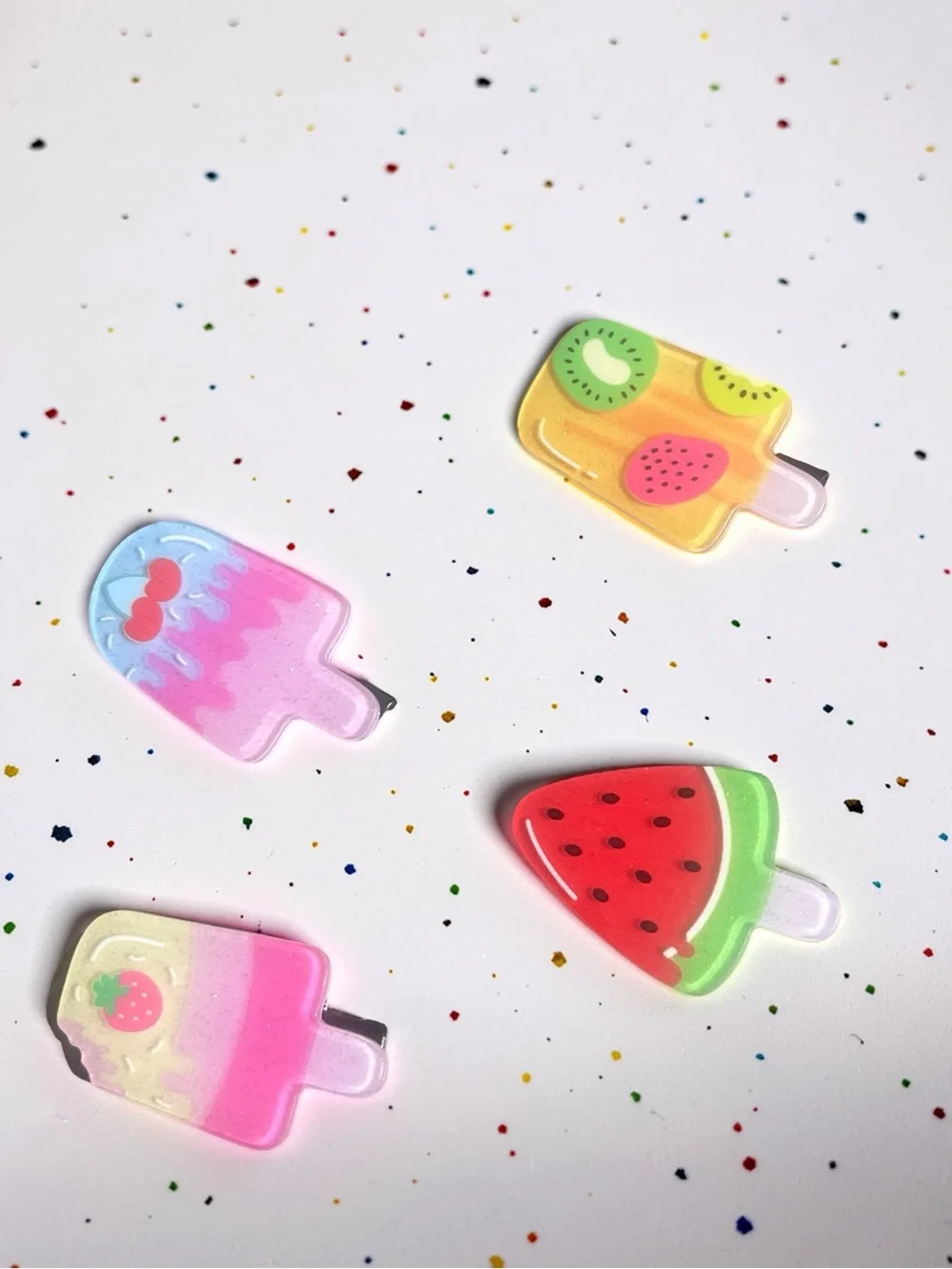 Set of 5 Fun Fruit Popsicle Hair Clips – Summer Aesthetic Barrettes